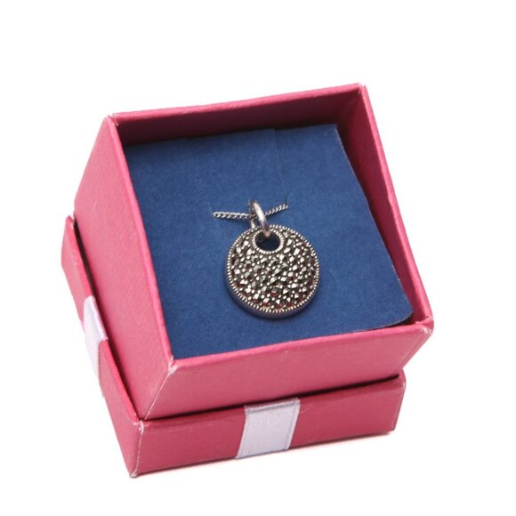 Marcasite Sterling Silver 925 Pendant with Box Chain New - Picture 1 of 15